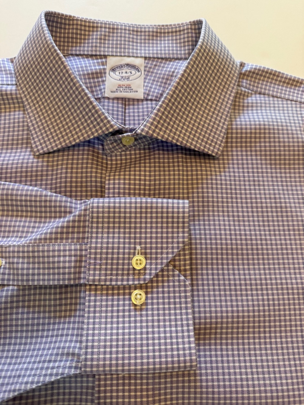 Brooks Brothers 346 Non-Iron Dress Shirt | Men’s 17–4/5 (17.8) Slim Fit | Blue &